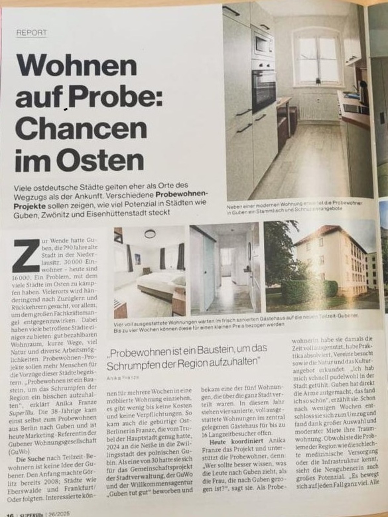 Probewohnen in der Superillu Ausgabe 26