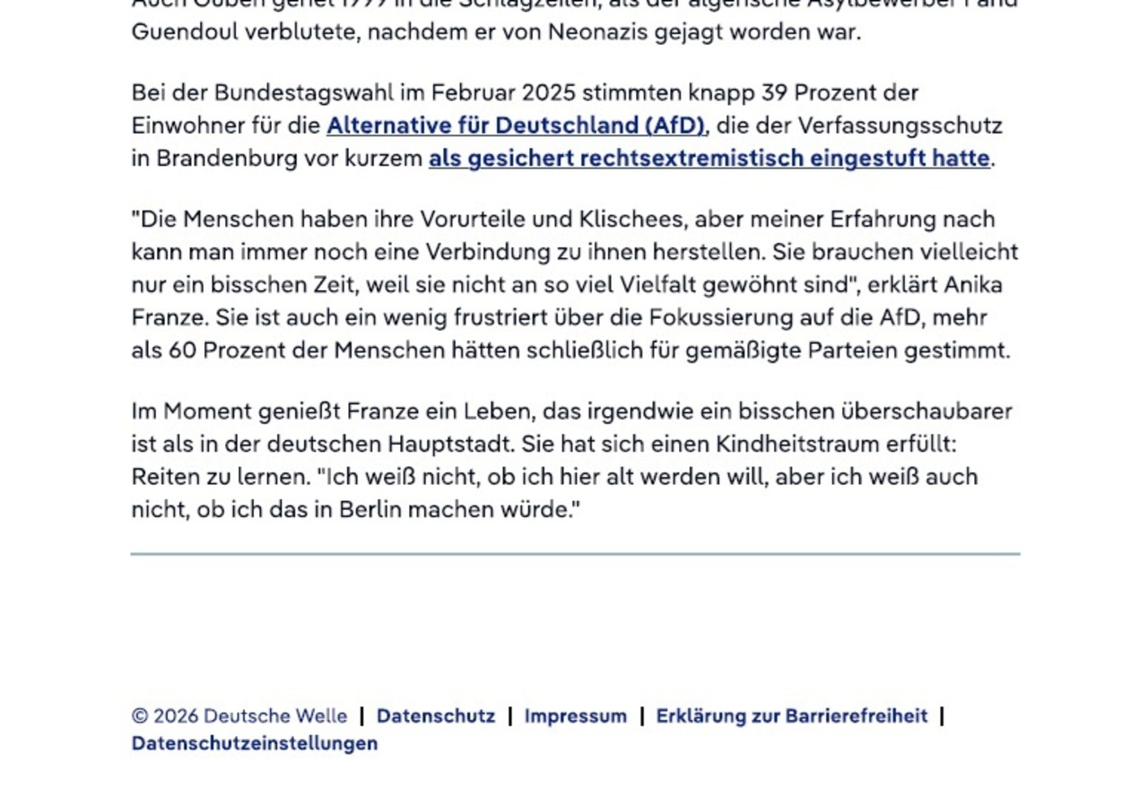 Artikel zum Probewohnen Guben bei der Deutschen Welle