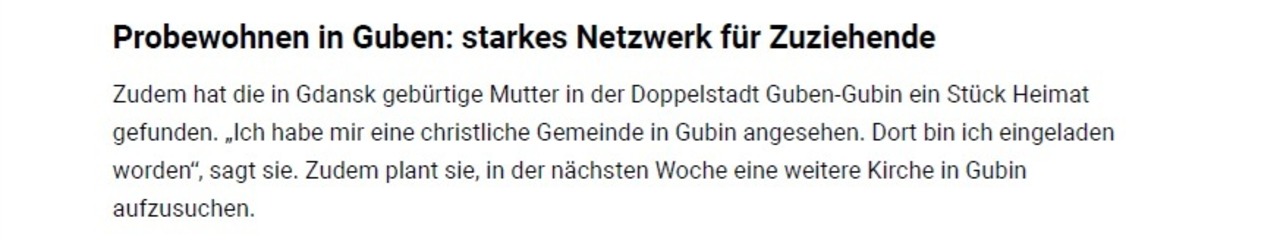 Artikel zum Probewohnen 2025 in Guben Lausitzer Rundschau
