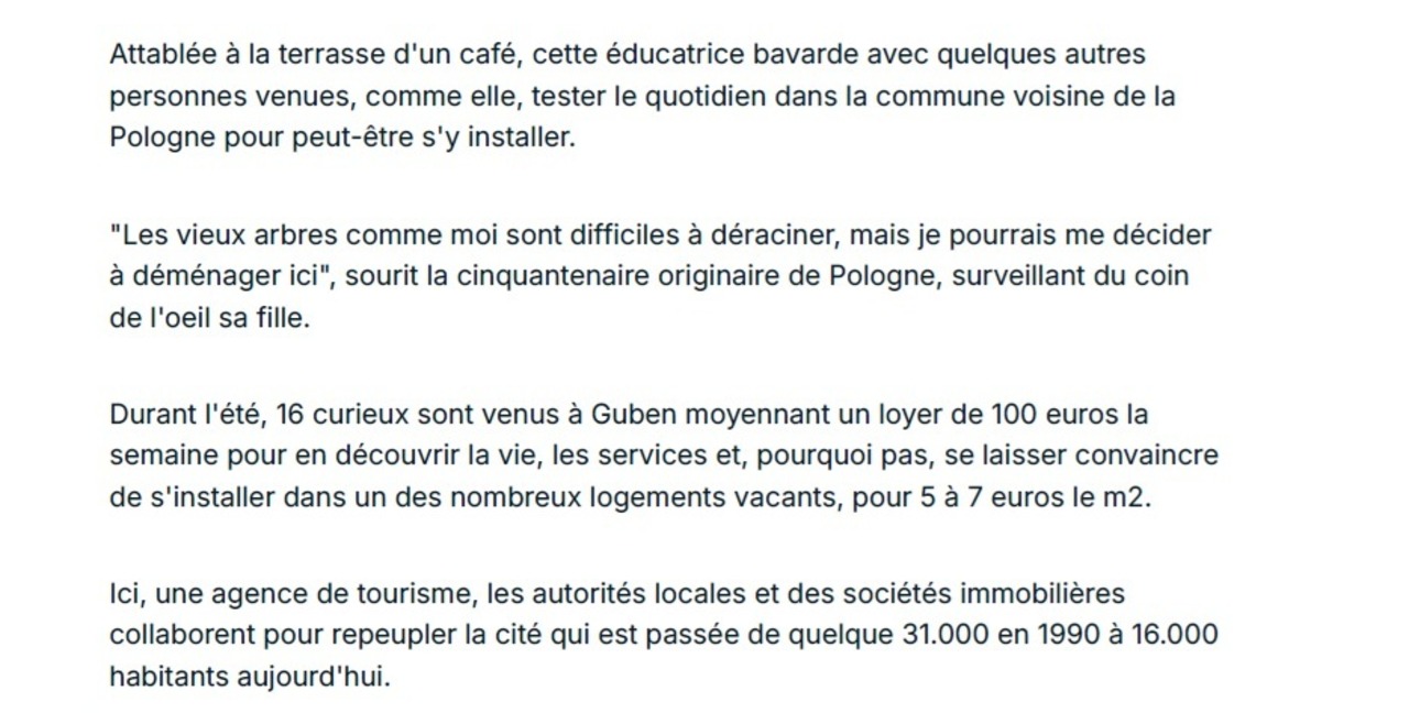 Artikel zum Probewohnen in Guben France24